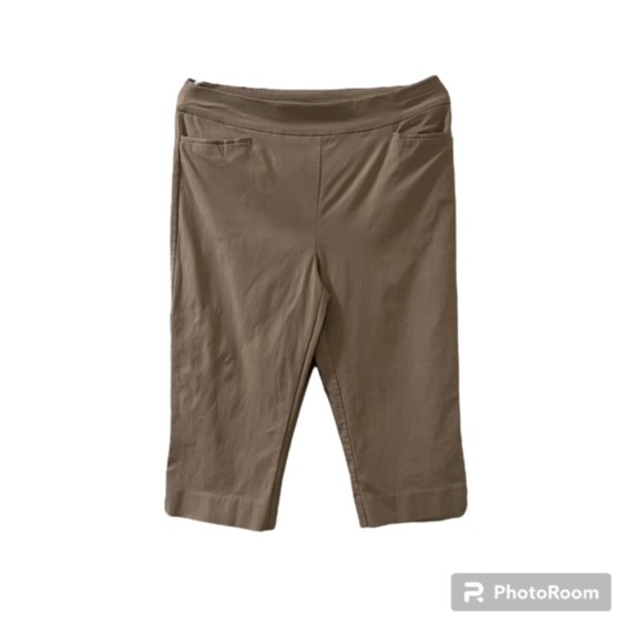 Chicos Womens Tan Elastic Waist Mid Rise Nylon Blend Capri Stretch Pants Size 1 - Picture 1 of 11